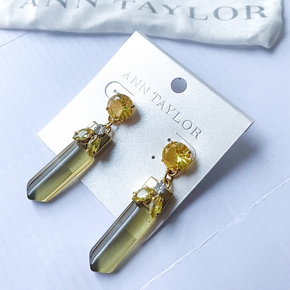 ANN TAYLOR Smoky Grey & Gemstone Dangle Earrings - Picture 3 of 4